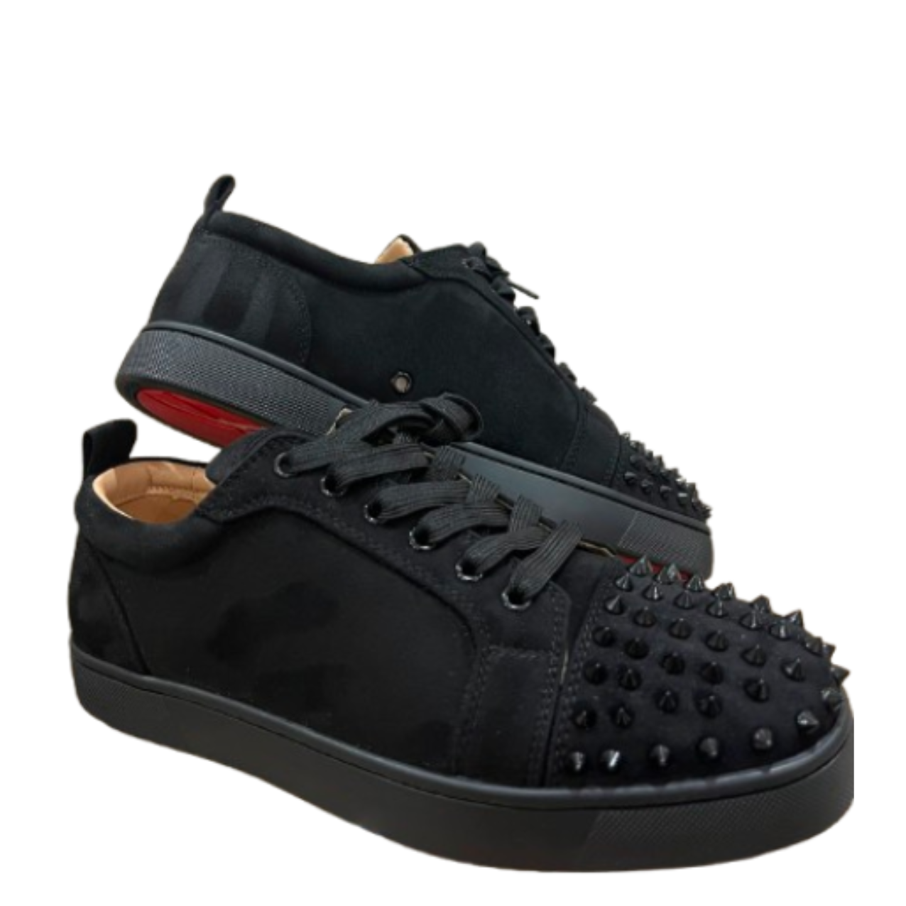 Christian Louboutin Louis Junior Spikes Black Suede (Triple Black)