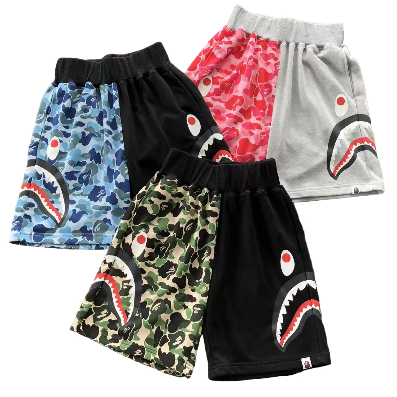 BAPE Color Camo Shark Split Shorts 3 Variants